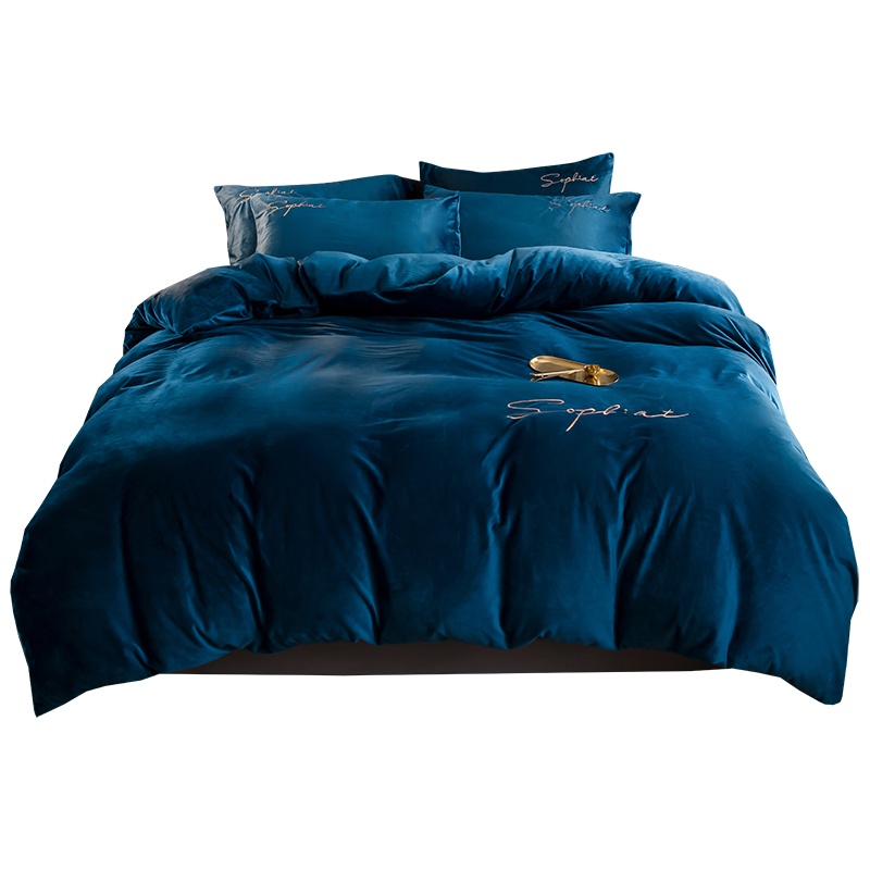 吉岳Giyou水晶绒刺绣单被套 加厚保暖舒适水晶绒