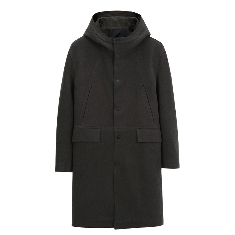 马克华菲男装秋冬新款中长款宽松连帽男士大衣