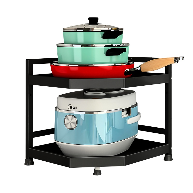 四季沐歌下水槽锅架橱柜内多层锅具放锅台面收纳角架收纳架子