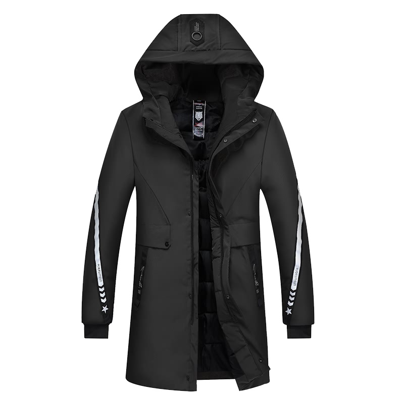 花花公子（PLAYBOYICON） 秋冬男士棉服中长款休闲外套青年男士连帽棉衣加厚