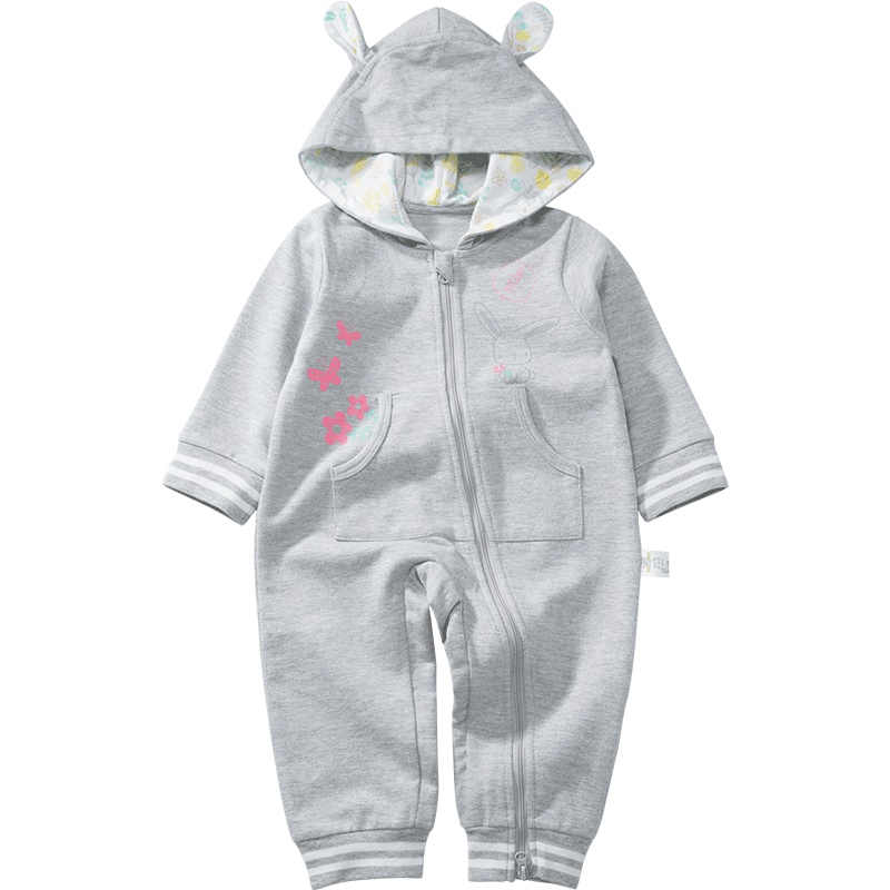 优简(BEST JANE)男女宝宝春季款哈衣新生儿家居爬服连身衣婴儿外出连帽连体衣