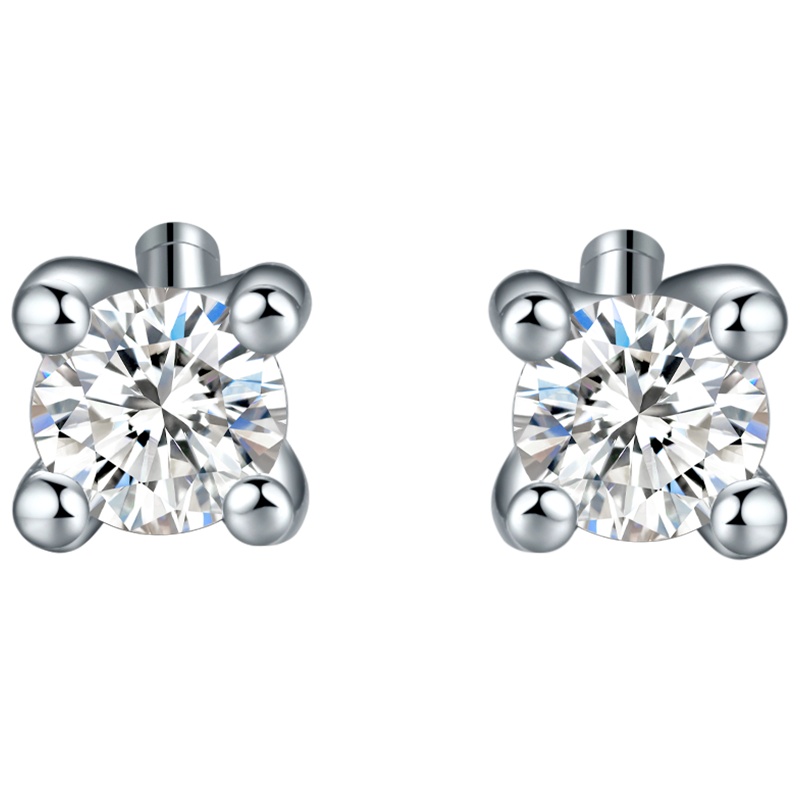 周六福(ZHOULIUFU)珠宝18K金钻石耳钉女四爪钻石耳坠耳环官方正品耳饰 WPKGDB090826