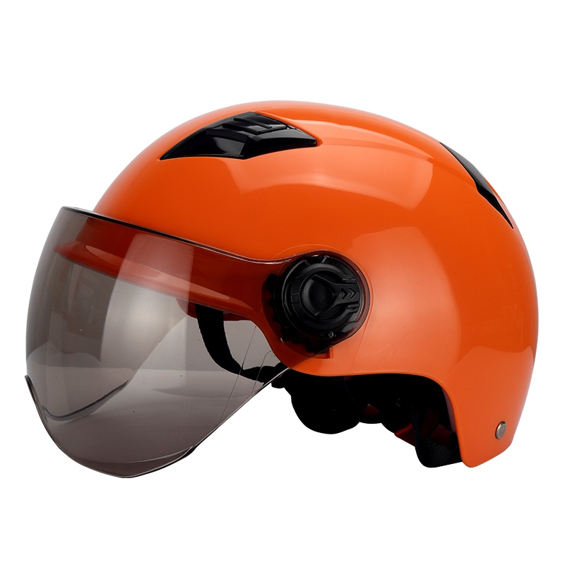 电动电瓶车摩托车头盔电动车安全帽男女士款半盔夏季防晒四季通用安全盔帽橙色