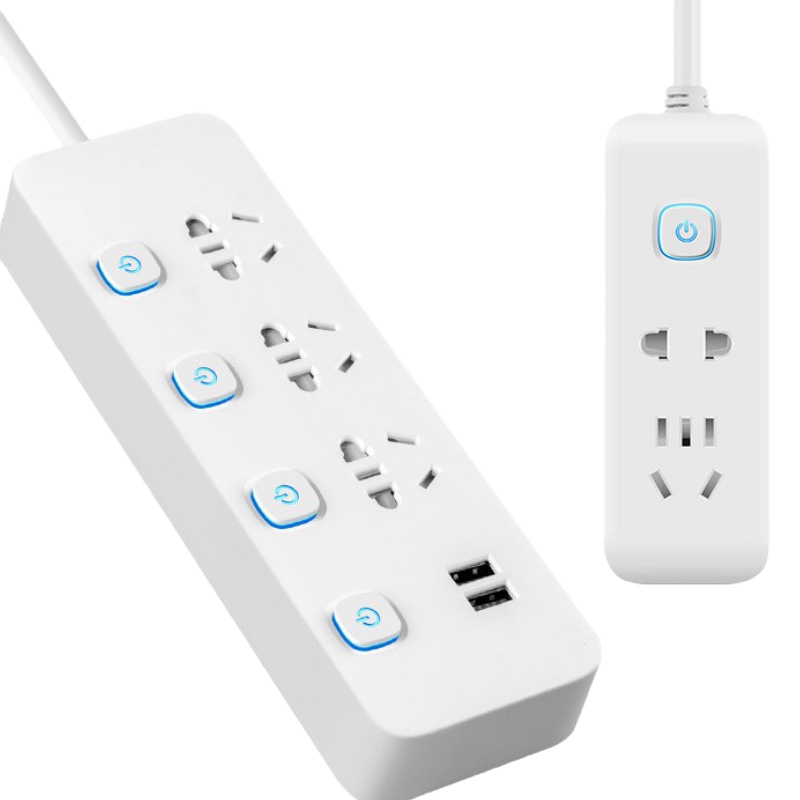 10孔带2USB插孔 电源线长1.8米直销USB充电安全门酷炫开关排插 多开关阻燃智能插排带线插座