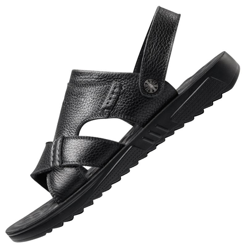 奥康夏季软底沙滩鞋爸爸中老年两用皮凉拖鞋男