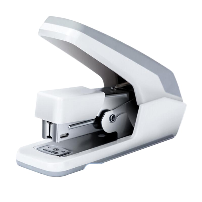 得力(deli) 省力结构订书机/装订器 一指按压 适配12#钉 白色0477