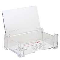[精选]得力(deli)透明翻 盖名片盒 桌面办公名片收纳座7621