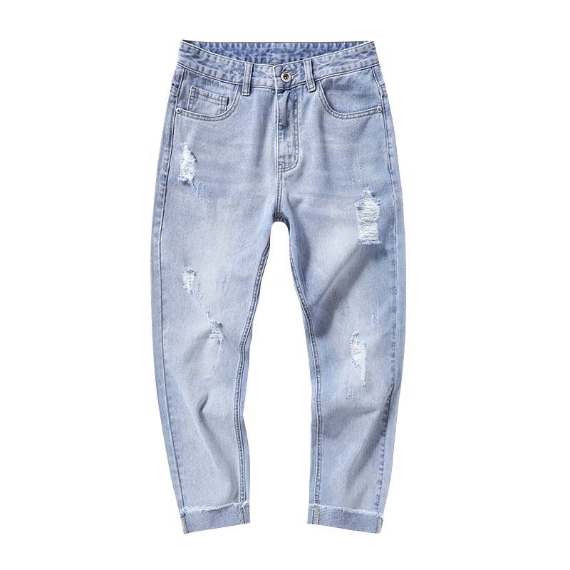 2021春秋新款牛仔裤男宽松直筒弹力潮牌大码直筒休闲大码男装长裤子中高腰男裤子爸爸装