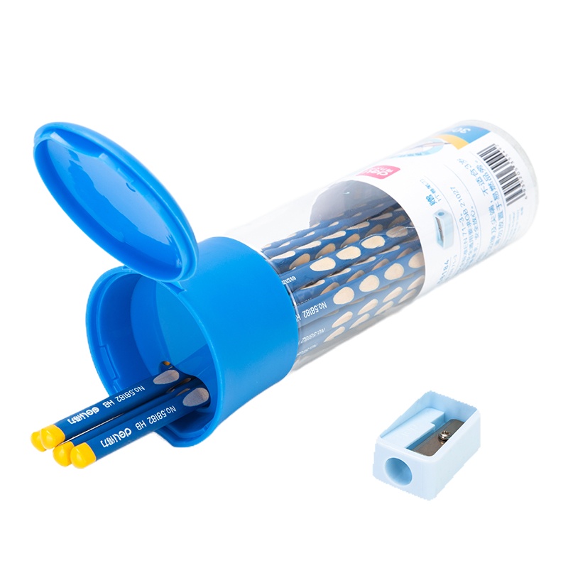 得力 58184 洞洞铅笔 30支/筒 HB铅笔三角杆易抓握 蓝色