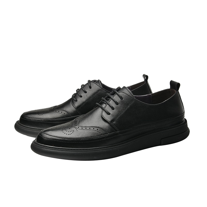 韩版潮流商务休闲布洛克雕花真皮男正装皮鞋单鞋婚鞋