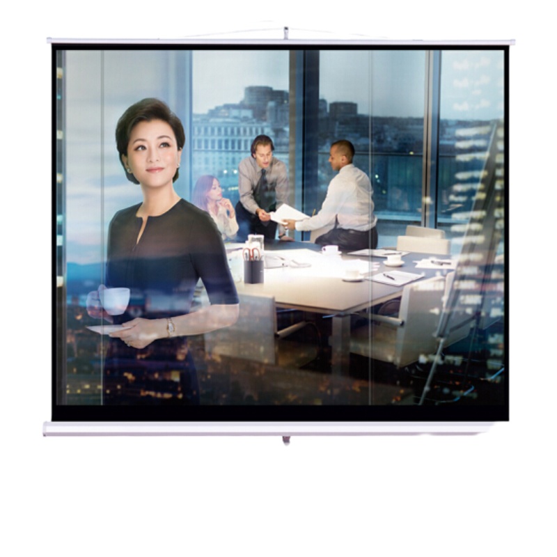 得力 办公用品 支架型投影幕布 投影布 家用投影仪幕布 支架型投影幕布 100英寸 4:3 白色 50491
