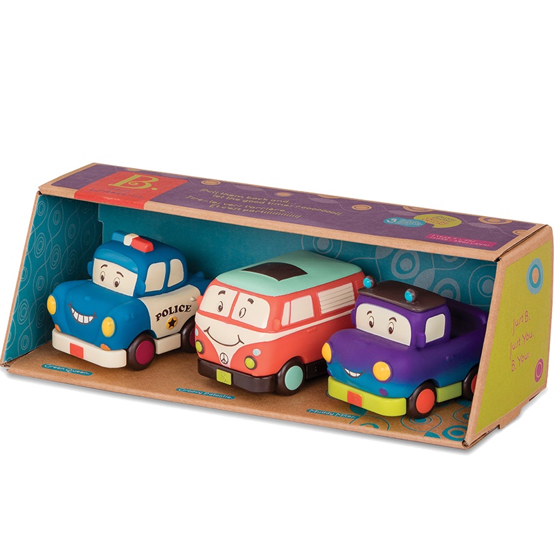 比乐B.Toys小回力车益智惯性发条车儿童玩具3个装1岁+