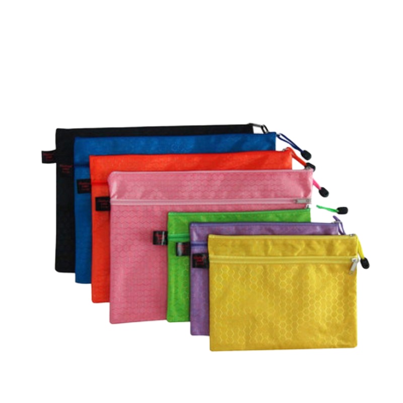百利文A5A4彩色双层拉链袋学生试卷收纳袋公文票据帆布拉链包4154/4156