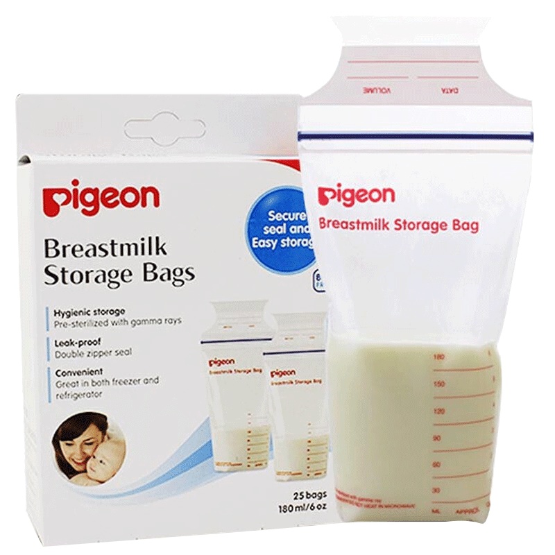贝亲（Pigeon） 一次性储奶袋进口奶水母乳储存袋冰包冰袋 存奶袋挤集奶装奶保鲜袋180ml 25片装-6546