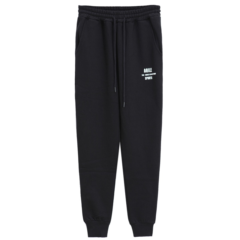 唐狮裤子女春秋运动裤女宽松2019新款哈伦黑色束脚休闲卫裤