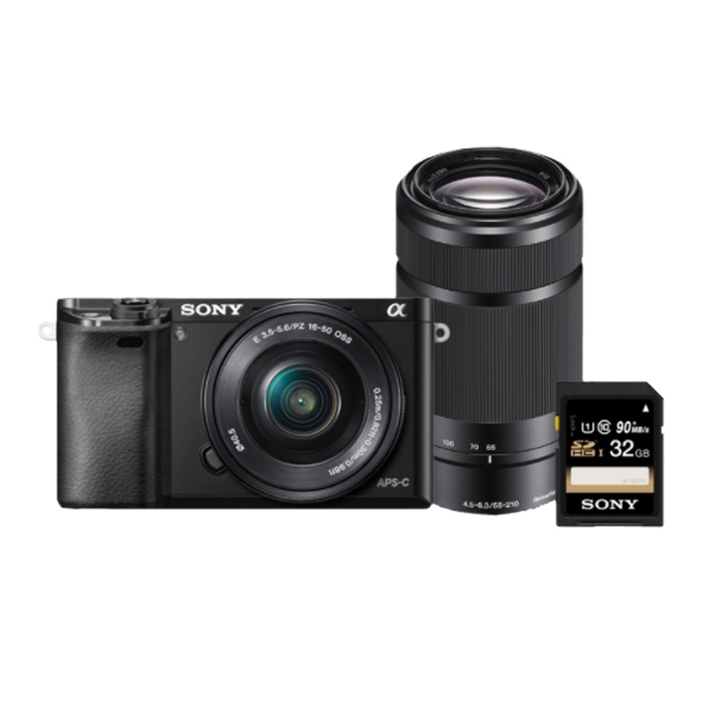 索尼(SONY)Alpha 6000L(约2430万有效像素 SELP1650镜头)APS-C画幅微单 半画幅数码相机黑色+SEL55210 随拍双镜套装