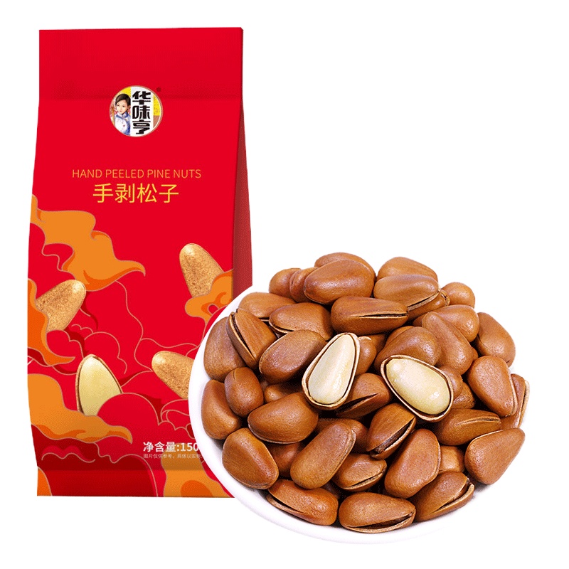 华味亨手剥松子150g 原味手剥开口松子坚果零食