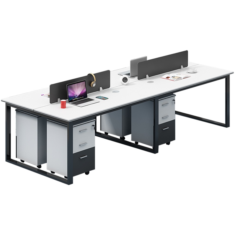 创世人 办公家具办公桌四人含柜钢架桌子简约职员写字台办公桌员工电脑桌工位桌