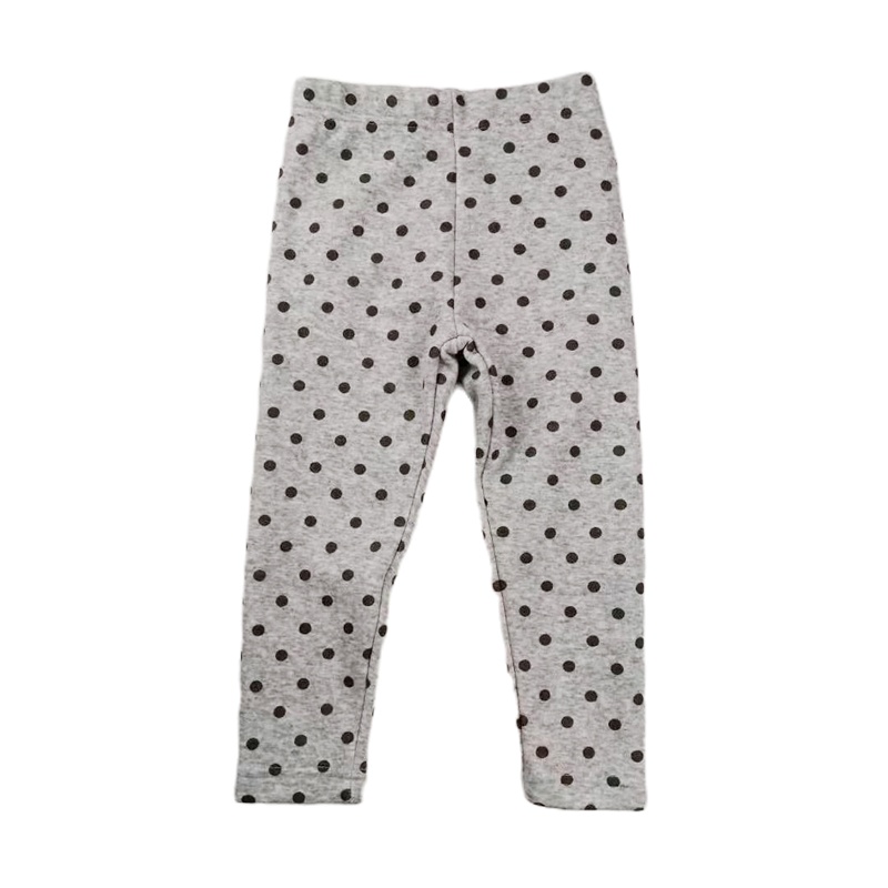 安笛贝乐女童打底裤加绒长裤圆点满印儿童裤子麻灰90-130cm
