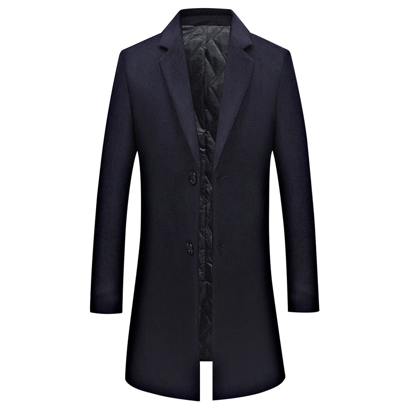 新款秋冬羊毛呢大衣男中长款无羊绒无双面呢男士呢子外套商务风衣 HN1908