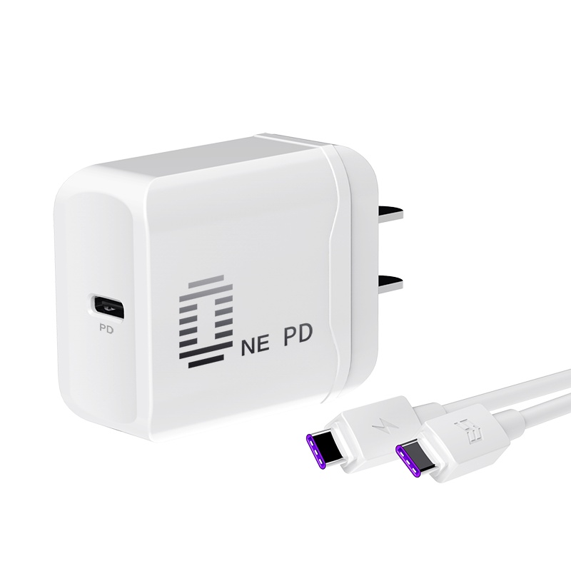 ESCASE 华为充电器18w闪充安卓华为ipad套装PD3.0充电器头小米通用 白色送type-c充电线