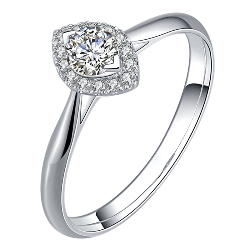 金至福 钻石戒指女钻戒群镶显钻时尚一克拉效果订婚求婚定制刻字 生日礼物送女友宠爱