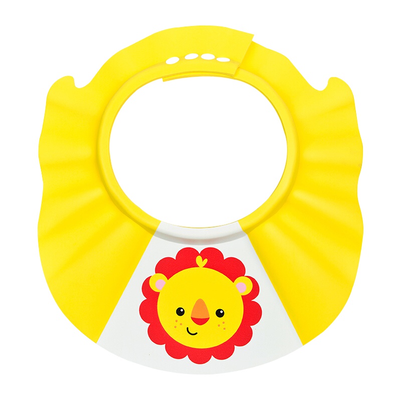 费雪（Fisher Price）婴幼儿洗头帽浴帽防水护耳儿童洗发帽宝宝洗澡洗头神器可调节 黄色小狮子 婴儿用品 送加长条