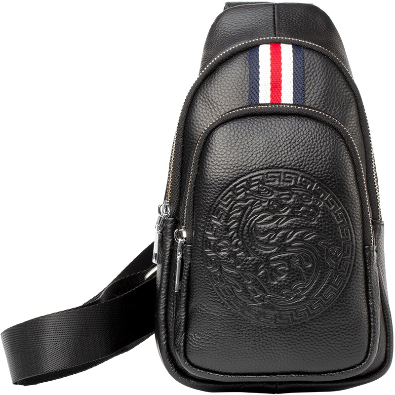 柒牌SEVEN胸包男真皮斜挎包休闲运动背包男士牛皮单肩包