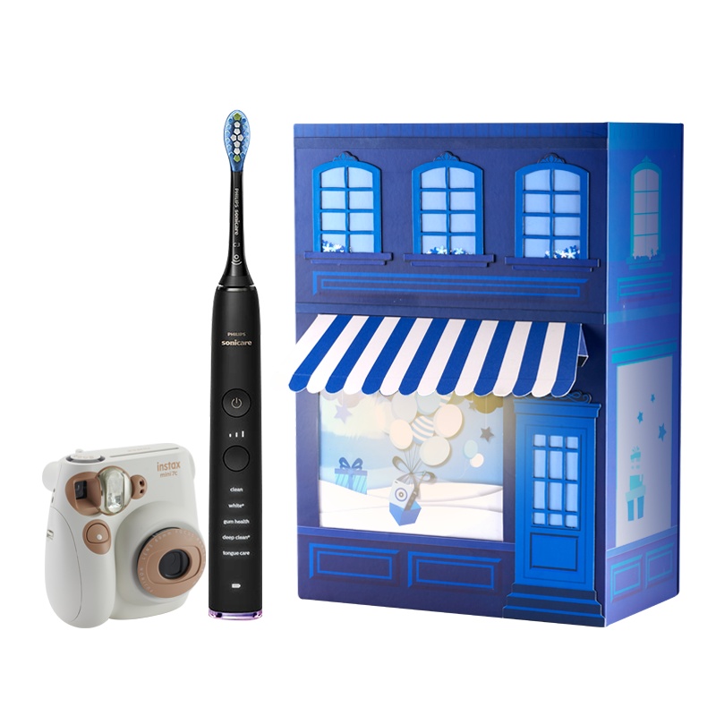 飞利浦(Philips)电动牙刷情人节礼物钻石亮白智能型牙刷成人充电声波震动式HX9924粉色