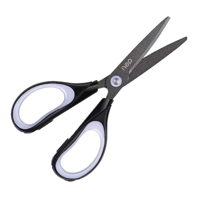 得力(deli)6055特氟龙剪刀 2把 办公家用不锈钢剪刀防粘厨房小剪刀 学生手工裁纸刀美工剪刀