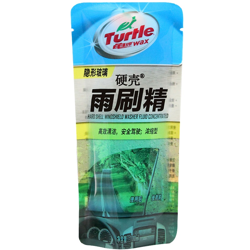 龟牌（Turtle Wax）硬壳雨刷精挡风玻璃清洁剂清洗剂去油膜去污剂G-4006 优惠五袋装