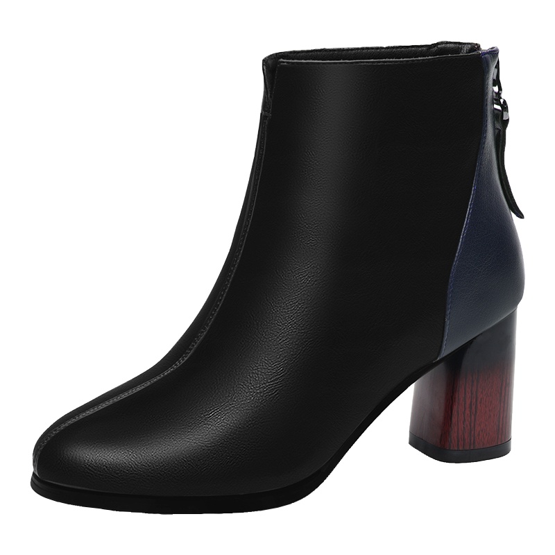 盾狐马丁靴女2019新款马丁靴女秋冬季百搭瘦瘦靴高跟短筒粗跟短靴88201