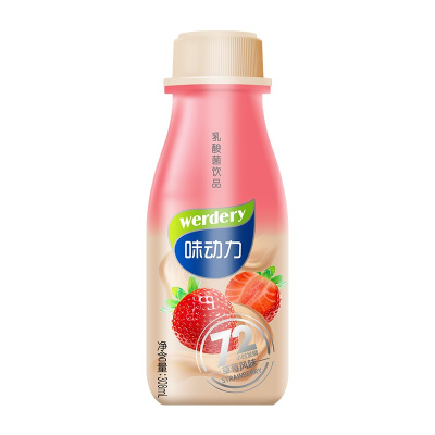 均瑶味动力草莓味乳酸菌饮品0脂肪益生菌饮料大瓶装308ml*6草莓味