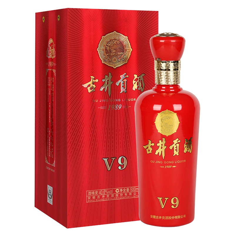 古井贡牌 古井贡酒 V9 40.6度 500ml 单瓶装 浓香型白酒