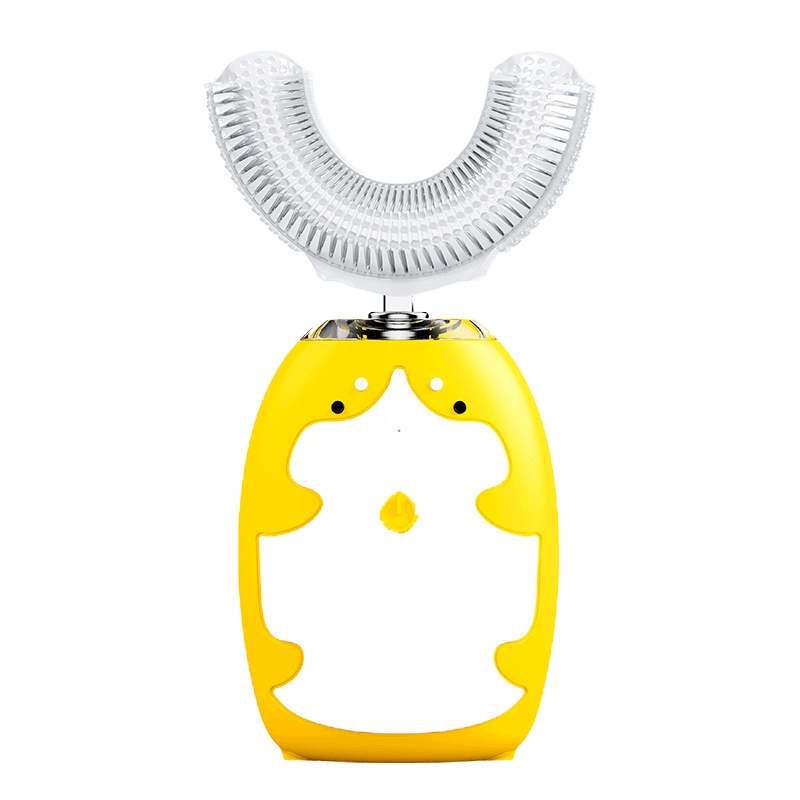 [卖就送牙膏]深爱儿童电动牙刷U型全自动宝宝学生声波充电式洁牙器u形刷牙神器-柴柴黄