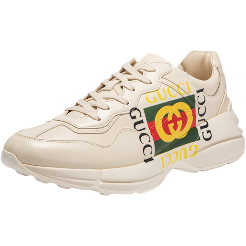 Gucci 古驰 男士Rhyton系列Gucci标识皮革休闲运动鞋 500878 DRW00