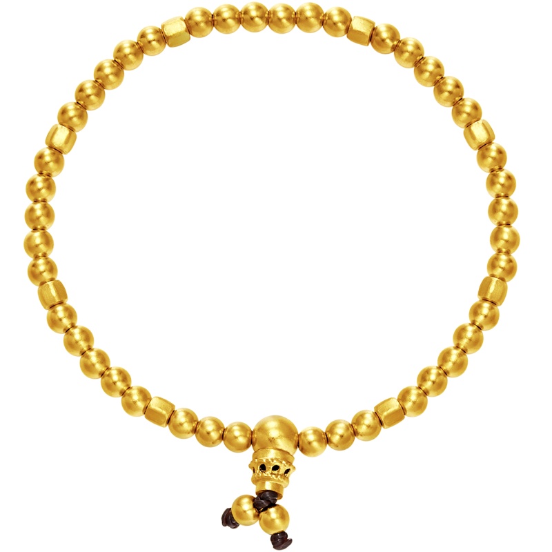 周大福 传承系列金珠古法金足金手链计价甄品F209016（工费：658元）