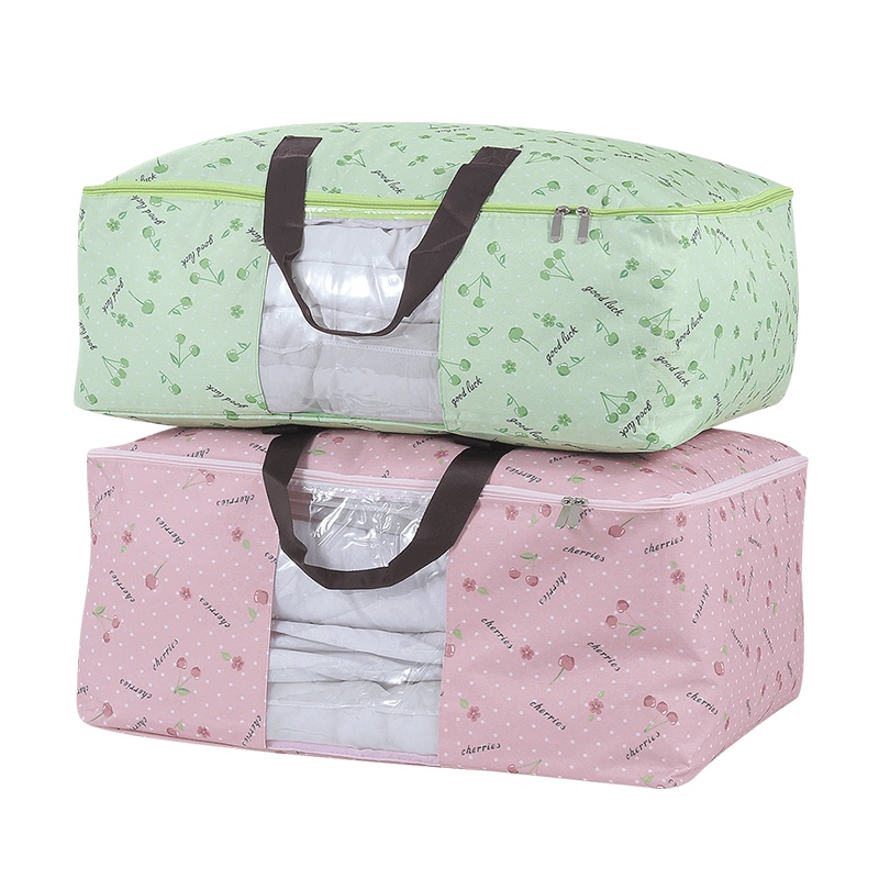 欧润哲 收纳袋 搬家袋子打包牛津布棉被收纳袋套装 樱桃粉XL+樱桃绿L