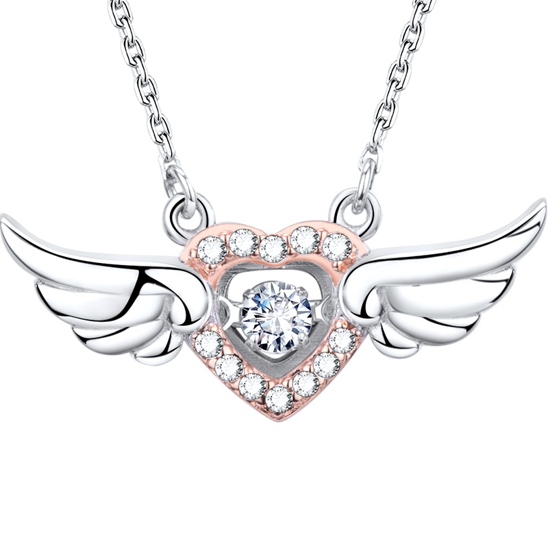 Mymiss 925银镀铂金项链女跳动的心天使气质锁骨链短款 天使の心