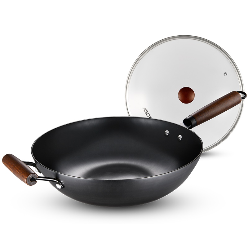 爱仕达(ASD)锅具炒锅 铁锅无涂层 32cm生铸铁炒菜锅锈不了平底煎锅大CF32B7WG