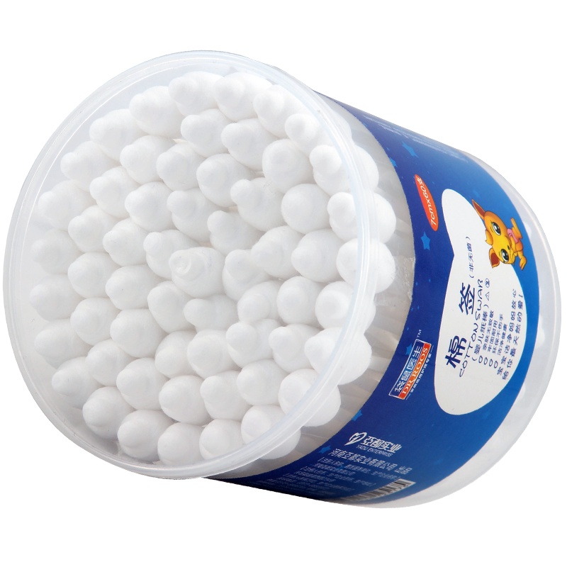 袋鼠医生婴幼儿童宝宝棉签棉棒葫芦头60支 婴儿双头棉签棉棒细轴天然棉花纸棒化妆棉签