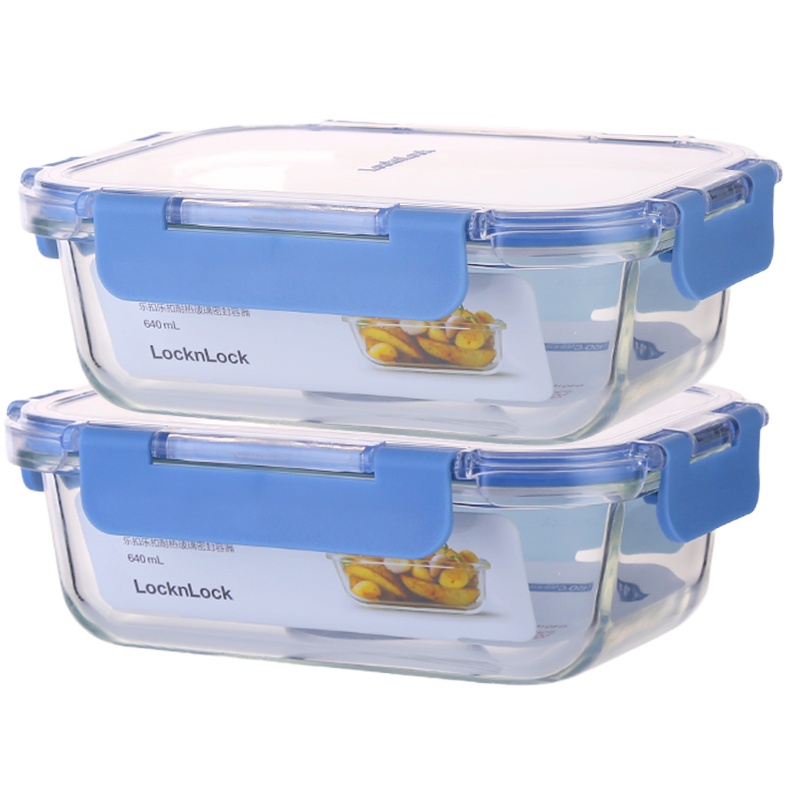 乐扣乐扣(Lock&Lock)耐热玻璃保鲜盒套装微波炉专用加热饭盒便当盒玻璃碗带盖 LLG488S601