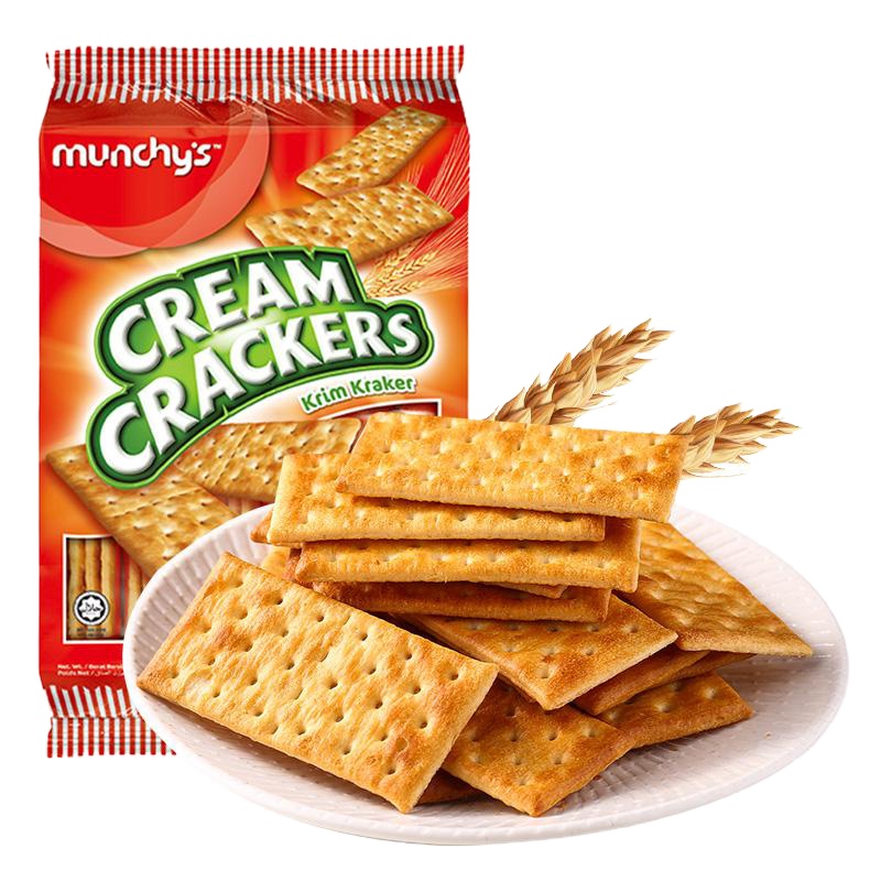 马来西亚进口马奇新新奶油咸味苏打饼干300gx3梳打代餐小零食饼干