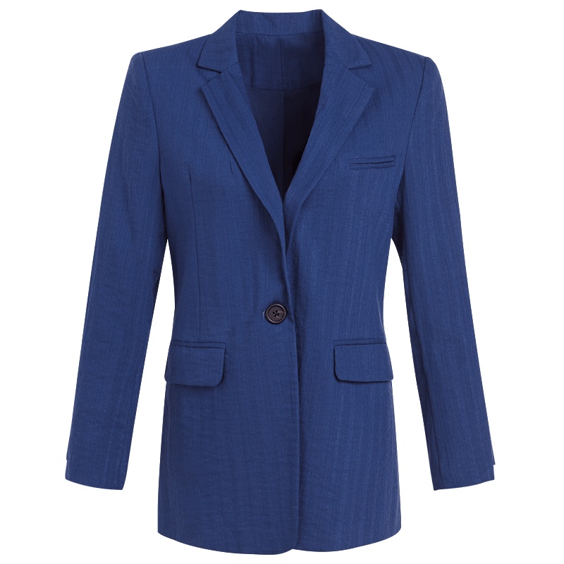 晚白2019新品时尚通勤百搭简约纯色一粒扣职业西装外套上衣女