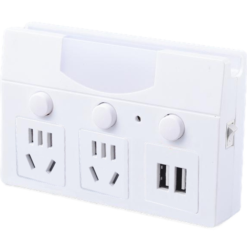 家之选 电源插座转换器带USB带小夜灯独立开关无线扩展转换插头一转多拖三不带线插排排插插板接线板 一转三带USB带小夜灯