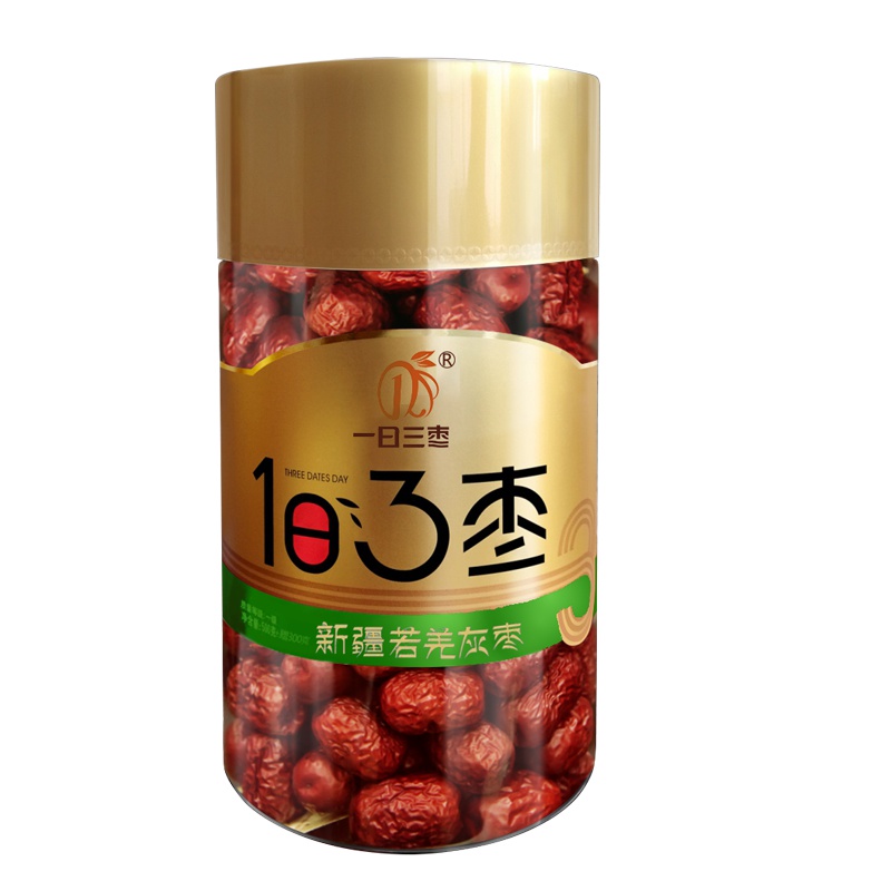 一日三枣 新疆特产若羌灰枣500g加赠300g/罐 若羌大红枣 一级红枣