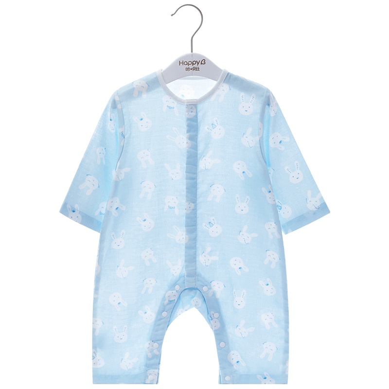 哈贝比（happyB）婴儿衣服夏季纯棉婴儿纱布连体衣哈衣男女宝宝婴儿爬服