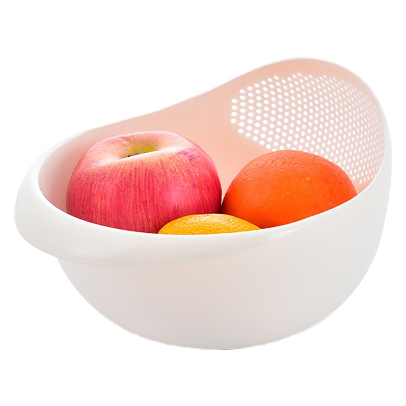 创意厨房洗米筛家用淘米盆塑料沥水篮洗菜篮大小多功能 FENGHOU 蓝色大号+蓝色小号