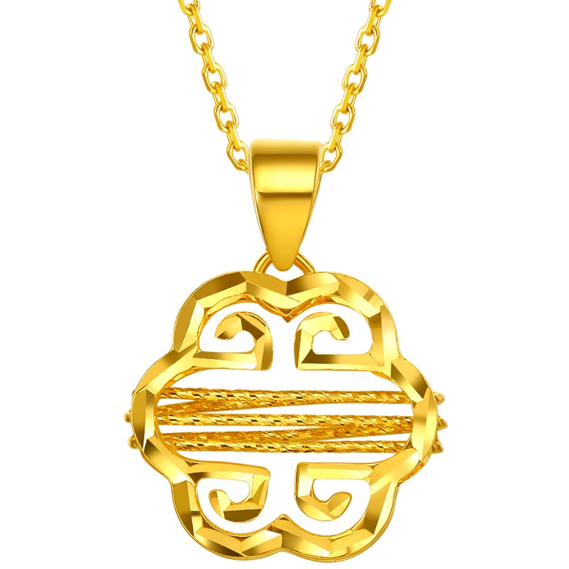 周六福(ZHOULIUFU)黄金吊坠女计价珠宝首饰无极金足金花朵坠子镂空气质时尚AW045002