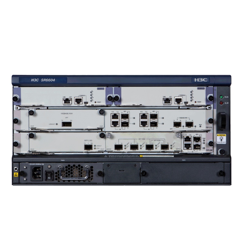 华三(H3C)华三(H3C)SR6604路由器+BKED+2 RPE-X5主控+双交流650W电源/万兆模块/多模光模块/千兆+万兆电接口子卡/主机软件标准版授权函